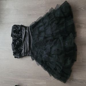 Black strapless mini dress